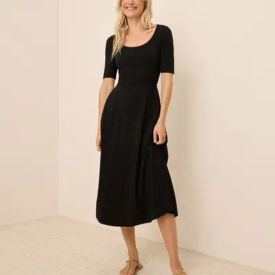 Isabeau Voluminous Fit Flare Midi Dress - TikTok Shop