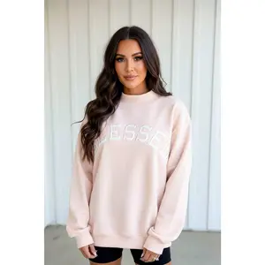 Oversized Blessed Embroidered Mock Neck Sweatshirt