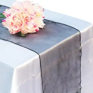 CLOSEOUT 12"x 108" Black Organza Table Runner