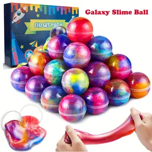 24 Pack Easter Galaxy Slime Party Favor, Galaxy Slime Balls Stress Relief Easter Hunt Filling Treats Classroom Easter Basket Stuffers Classroom Prize Gifts for Kid Teens Boy Girl