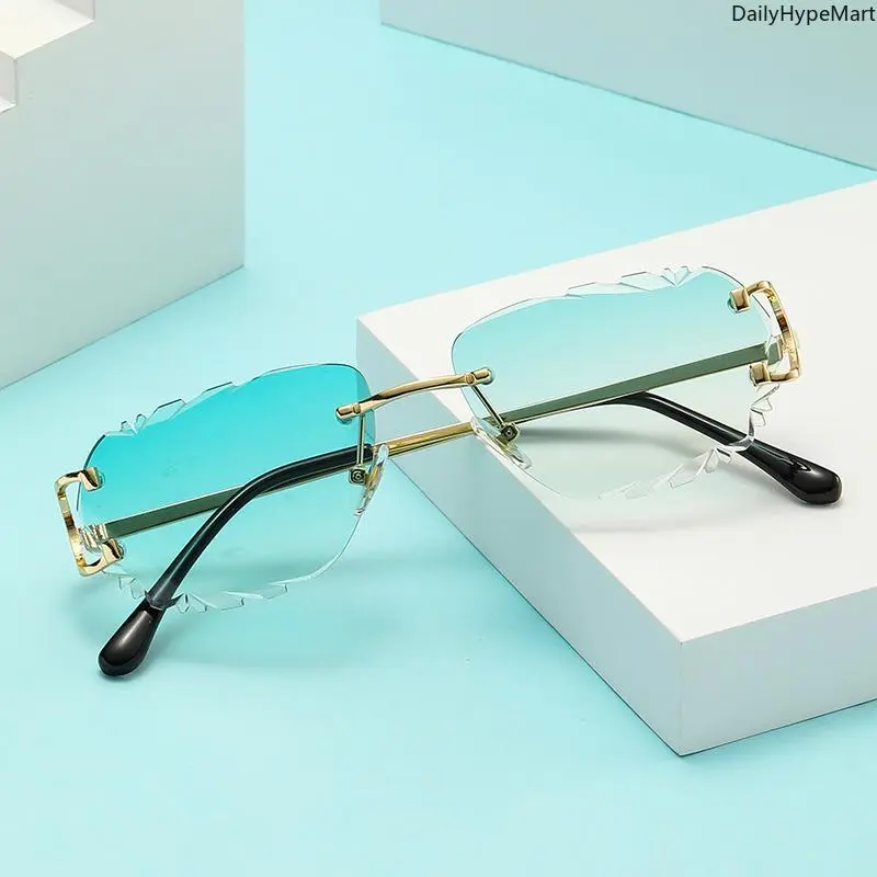 Retro Sunglasses for Men & Women, High-End Frameless UV400 Irregular Cut Lens, Sunglasses For Women, Men's Sunglasses