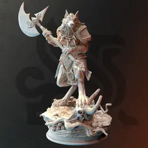 Ariana Grey Werewolf Barbarian 3D-Printed Miniature - DM Stash Collectible Character Figure Miniatures, Home Decor Statue, 3D-Printed Miniatures