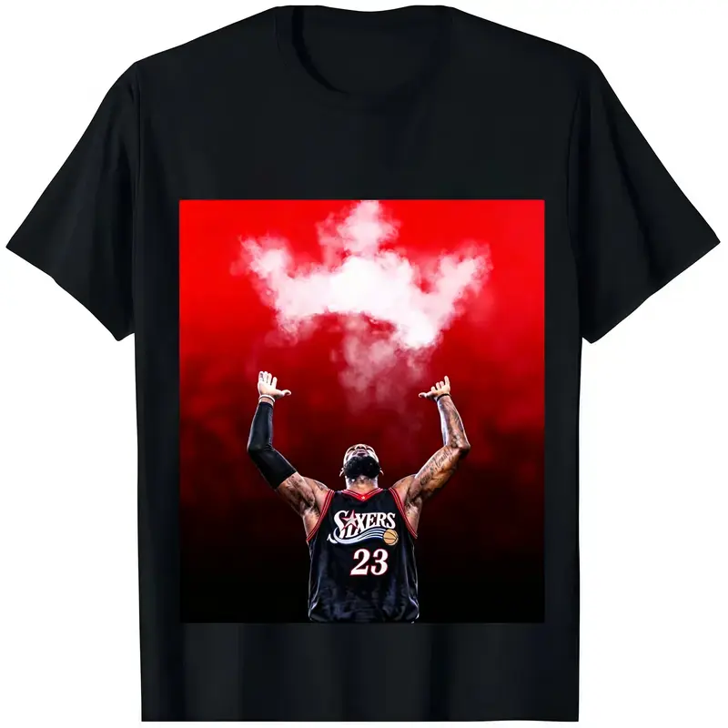James signature move pattern T-shirt, available for both men and women, suitable for game day wear, a T-shirt for basketball fans