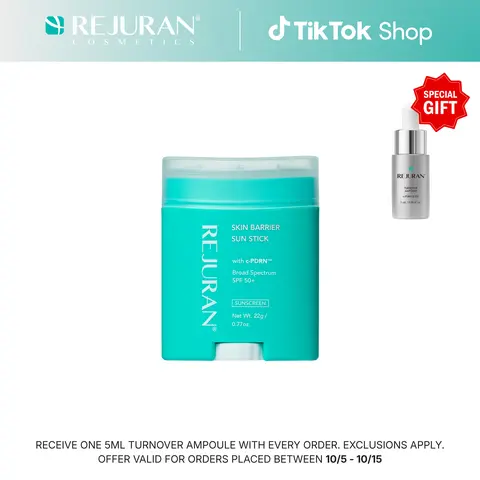 REJURAN Skin Barrier Sun Stick SPF 50+, Broad Spectrum Korean Sunscreen Stick with c-PDRN, Invisible Non-Greasy Face SPF, No White Cast Glide-On Sun Protection for On-the-Go Use, 22 g