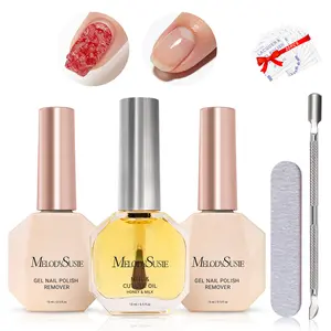 MelodySusie Cuticle Oil, No Need to Wrap and Soak, Remove Gel Polish in 2-5 Minutes at Home No Damage to Nails with Cuticle Pusher Tool Nail File Wipes