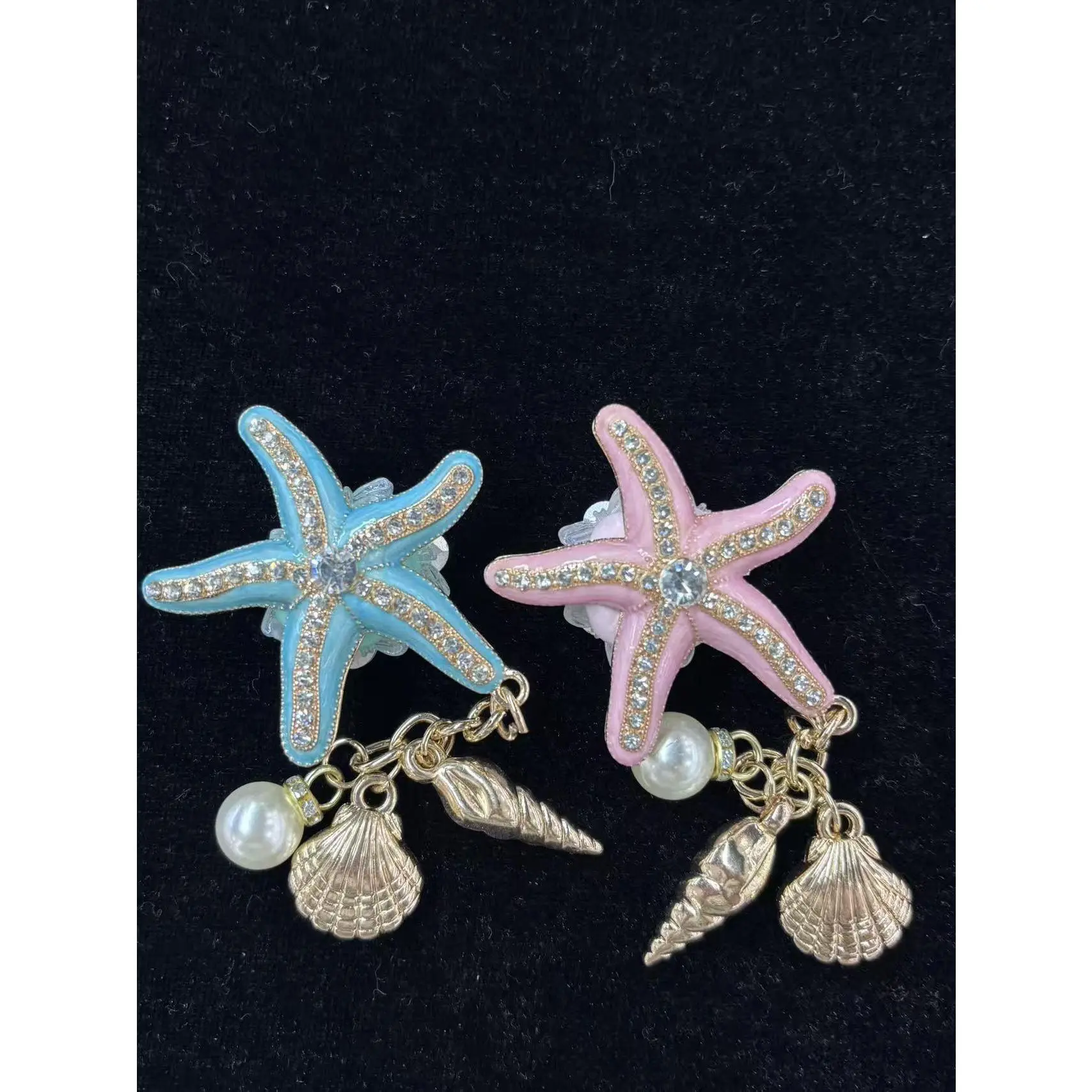 548  2PCS Ocean Starfish Charms | Rhinestone Beach Pendants for DIY Pens, Bag Charms & Crafts