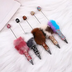 5-Pack DIY Plush Beaded Pens with Ink, Creative Holiday Stationery, School Supplies, Fashion Writing Office Essentials, Aesthetic Pens, Glitter Ballpoint Pen, Unique Pens