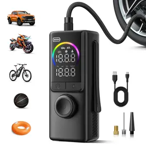 Lamicall 3in1 Portable Car Tire Inflator  - [150 PSI ] [4X Faster]Air  Compressor,Cordless Car Air  Pump with Rechargeable  Battery, Digital Display  Pressure Gauge,LED Light,  for Cars, Motorcycles,  Bike, Ball