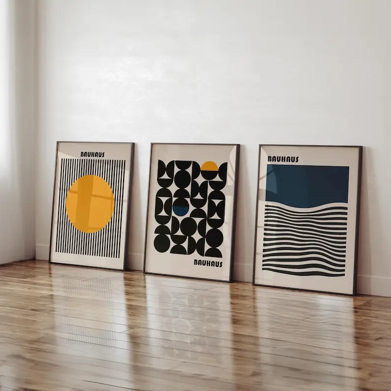 Set of 3 Bauhaus Print Bauhaus Wall Art Mid Century Modern Wall Art Boho Wall Art for Bedroom Decor Bauhaus Poster