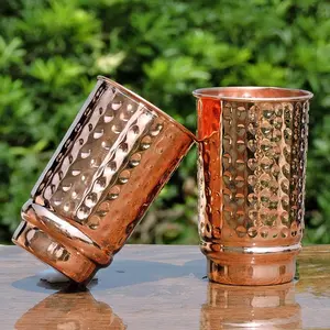 Pure Copper Tumblers Set of 2, UNLINED, UNCOATED and LACQUER Free| 350 ml.(11.8 US Fl Oz) Traveller's Copper Cups