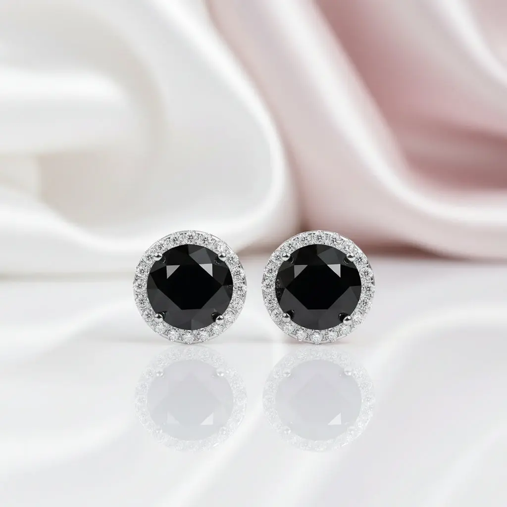 Classic 4.0 Ct Round Black Diamond Option Stud Earrings Classic 4.0 Ct Round Black Diamond Option Stud Earrings