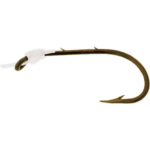 Eagle Claw 139H-4 Baitholder Snelled Hook, Size 4, 2 Sliced Shank, Offset, Down Eye, Bronze, 6/pk