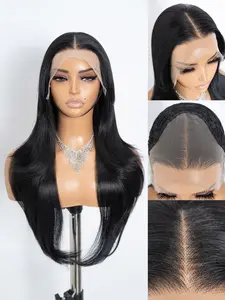 13*4 Lace frontal Women's Long Straight Wig, Glueless Hd Wigs, Natural Color Synthetic Fiber, U-Shape Frontal Lace, Heat Resistant, Daily Wear & Fashion Accessories