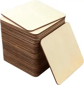 40Pcs Unfinished Laser Engraving Carving Blank Wood Pieces for Painting, Coasters, DIY Arts Craft Project, Staining and Decorations SKPPC