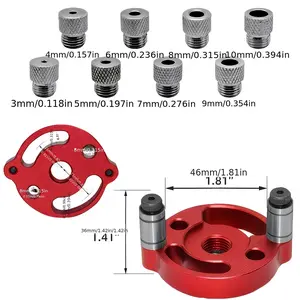 Aluminum Alloy Woodworking Center Hole Locator Set, Precision Drill Guide Rail, 3-10mm Vertical Pocket Hole Punch Locator, Hex Nuts Included, Tool Accessories