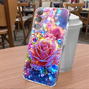 Colorful rose pattern shockproof full-cover TPU phone case suitable for Samsung Galaxy A13 A14 A15 A16 5G A21S A22 A23 A24 A25 A32 A34 A35 A50 A52 A53 A54 A55 A73 S21 Ultra S22 Plus S23+ S24 FE S25, fashionable shockproof soft protective case