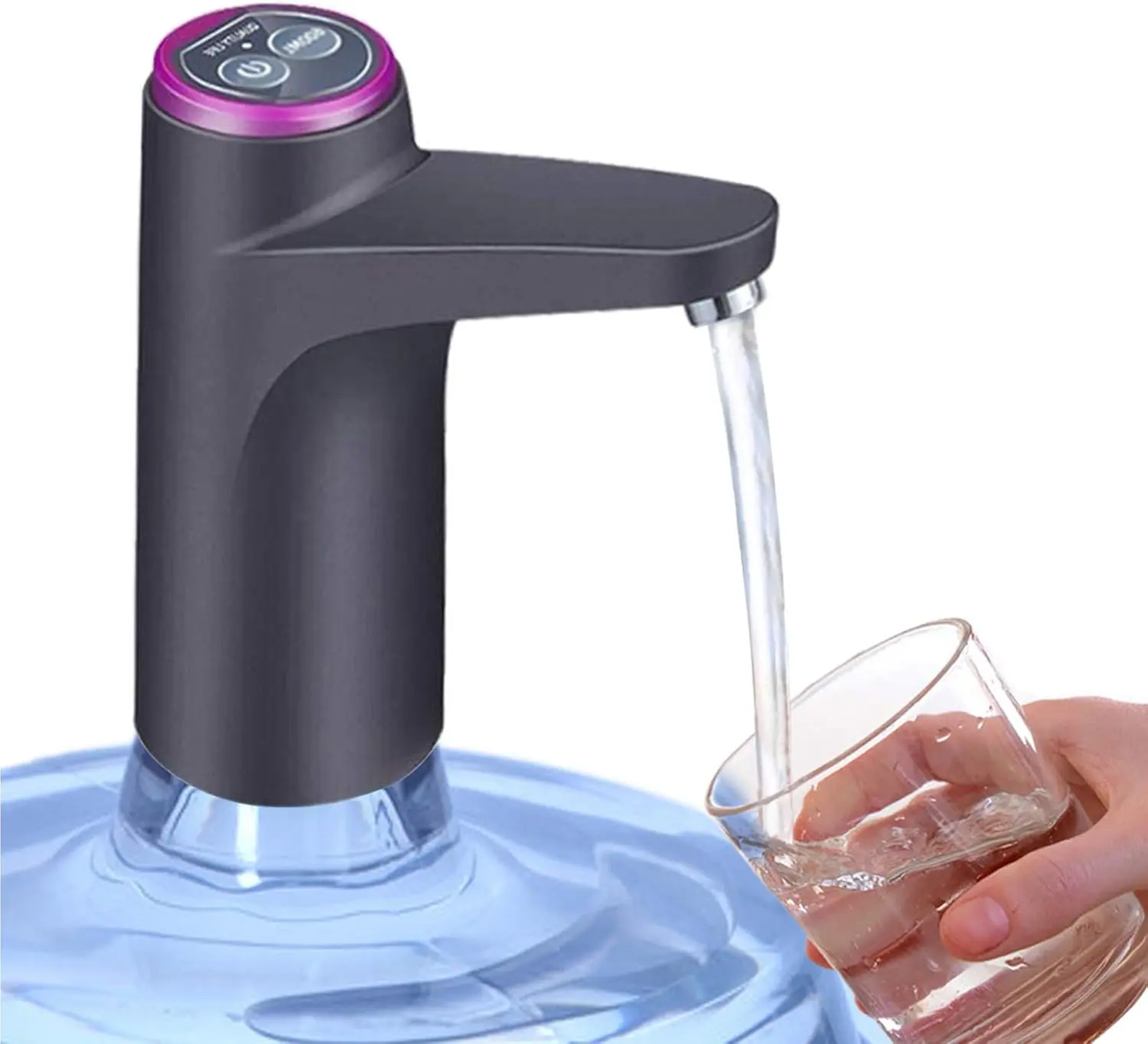 USB Rechargeable Electric Water Pump with Rechargeable Battery, Touch Button, Food-Grade Tube, Easy Installation, Dual Mode (Quantitative/Continuous) for All gal Bottles, Universal Home Improvement Kitchen Fixture Accessory for Home, Office