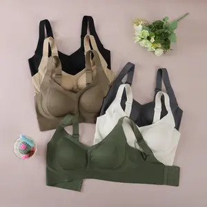 Women's Solid Color Seamless Wireless Bra - High Stretch, Breathable, Adjustable Strap Breasted Lingerie for Daily Wear, Elegant & Comfortable