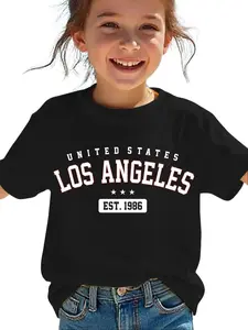 Los Angeles EST.1986 Kids' Short Sleeve T-Shirt - Vintage United States LA Graphic Tee, Casual Street Style Kids Top, Soft Cotton Summer Shirt