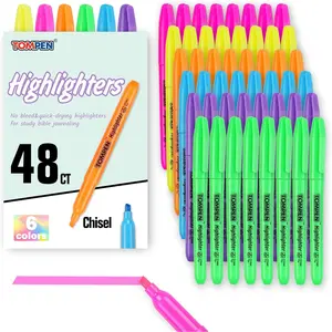 Highlighters Bulk 48 Pack 6 Assorted Colors No Bleed Chisel Tip High Lighter Markers Set for School Office Bible Study Journaling Smear-Free Quick Dry Fluorescent Pens for Teachers