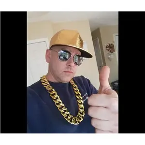 Hip Hop Rapper Plastic Chunky Fake Gold Chain Necklace,80s/90s Costume Accessory(27.5inches*1.34inches)