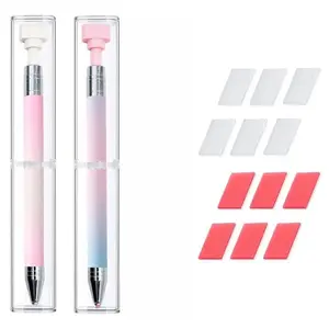 DIY Diamond Art Painting Refillable Pen Set, Includes 2 Pens & 12 Wax Core Fillers, Quick Gem Selection Tool, Monochrome Nail Doodle Pen, Diamond Art Tools