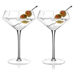 Viski Seneca Crystal Diamond Martini Glasses