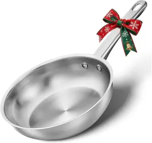 KOCH SYSTEME CS Stainless Steel Frying Pan 8 Inch, Small Skillets for Professional Cookware with Tri-ply Bottom, PFAS-Free Steel Cooking Pan, Induction Compatible, Dishwasher Safe, Oven Safe to 450?