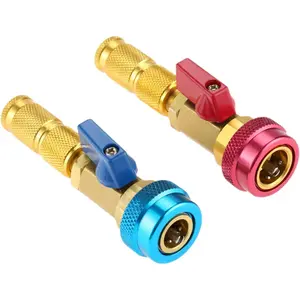 R134A R12 Valve Core Quick Remover Installer, Air Conditioning Adjustable High Pressure (Red) and Low Pressure (Blue) Valve Core Tool, 2 Pack
