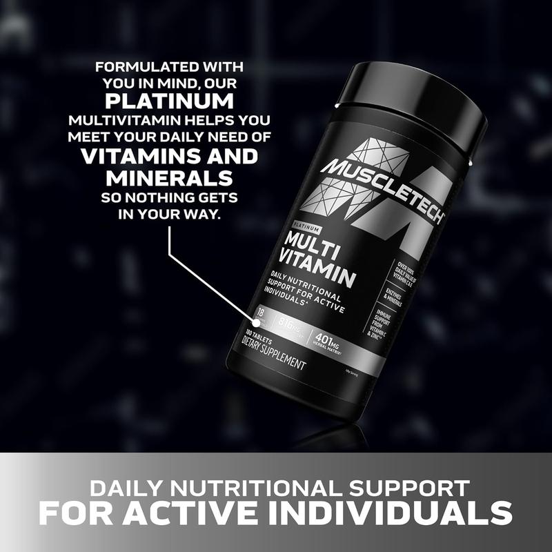 Muscletech Platinum Multivitamins for Men & Women - Multi-Vitamin Supplement for Immune Support - 18 Vitamins & Minerals, Vitamin A C D E B6 B12
