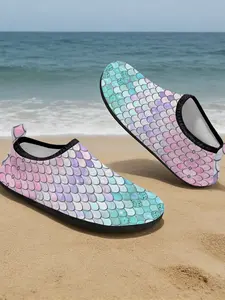 Kids Colorful Mermaid Scale Water Shoes, Lightweight Breathable Slip-on Aqua Socks for Toddlers, Boys & Girls, Youth Fashion Shoes