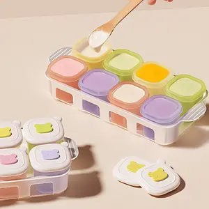 Baby Food Storage Tray, Silicone Baby Food Container, Independent Compartment Organizer, Meat Puree Soup Mold, Ice Cube Tray