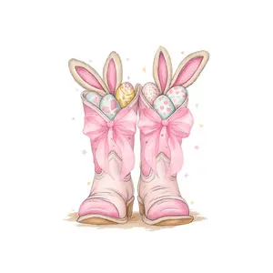 3PC Easter Bunny Boot Heat Transfer Vinyl Patches Cartoon Cute DIY for Tshirt Hoodie Jeans Jacket Backpack Pillow Washable Iron on
