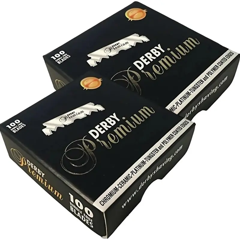 Derby Premium Traditional Straight Razor Blade Refill Set (200-Count, Turkish Origin) - Chromium Ceramic with Platinum Coating, Superior Protection, Long-Lasting, Enhanced Durability and Performance, Grooming Enthusiast Shaving Supplies