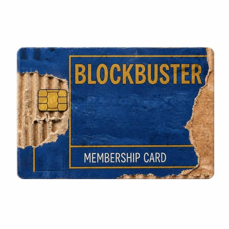 2-PACK Vintage Blockbuster Membership Card Skin Sticker – Retro Movie Rental Card Wrap – Distressed Cardboard Design – Funny Novelty Debit/Credit Card Cover