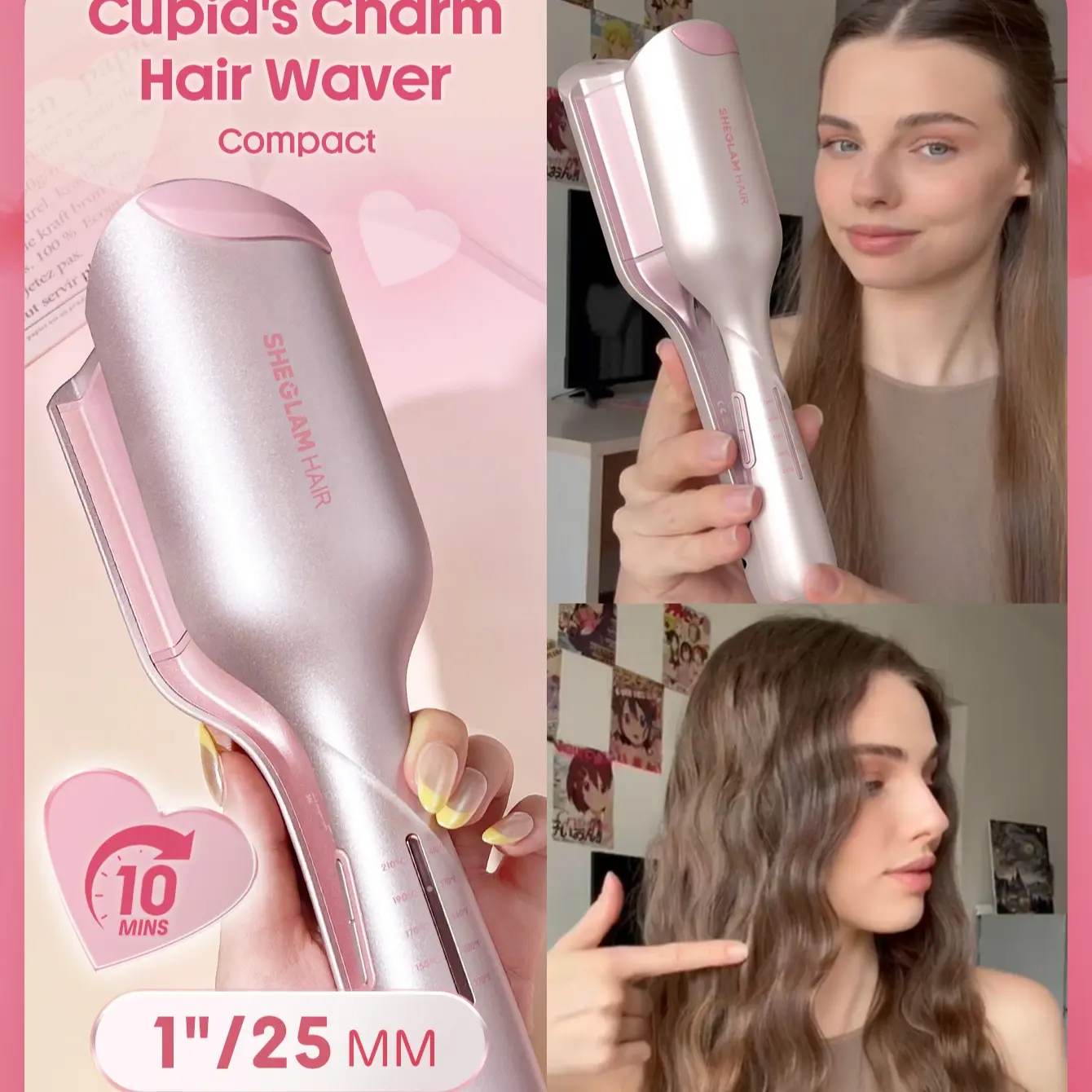 PInk Ionic Hair Waver-25mm