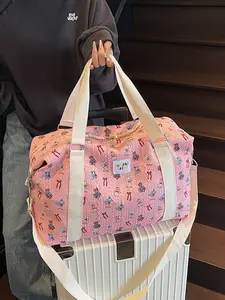 Large Capacity Cute Sweet Print Luggage Bag Travel Backpack Casual Handheld Multi-Pocket Gym Bag Nylon Cloth Travel Bag Traveling Bag Travel Essentials Bag
