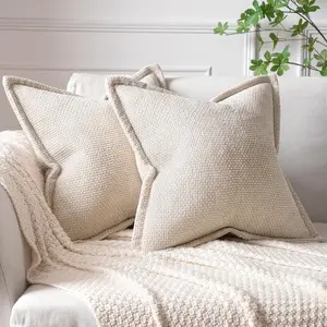 2 pcs Chenille Velvet Pillow Covers, Thick Dual-Sided Design Hidden Zipper, Ultra Soft Boho Texture, Suitable for Cars, Sofas, Bedrooms, Living Rooms, Home Decoration, Bedroom Decorative Accessories, Multi-size Machine Washable Cushion Cover