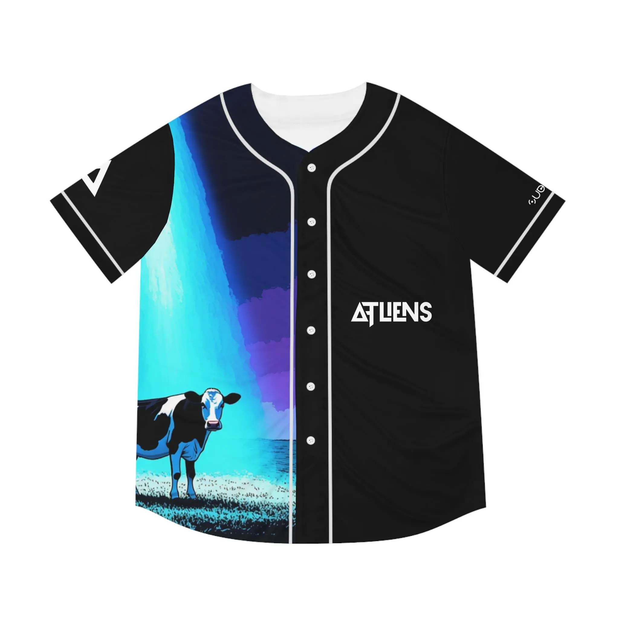 ATLiens Space Abduction Rave Jersey  Trippy UFO & Cow Beam Festival Baseball Jersey | Bass Music EDM Streetwear