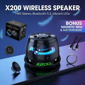 CircuiLiving X200 Fidget Spinner Bluetooth Speaker – Magnetic & Suction Cup Mini Speaker with RGB Lights, Sensory Stress Relief Toy for Adults & Kids, Anxiety Reducing Spinner, Goodie Bag Stuffer, Portable Music Gift Compatible with iPhone 17 & Android