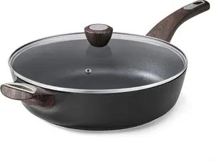 12 Inch Large Deep Nonstick Frying Pan Skillet with Lid, 5 Qt Non Stick Saute Pan with Cover, Induction Healthy Non Toxic Cooking Pan with Helper Handle, PFOA PFOS Free