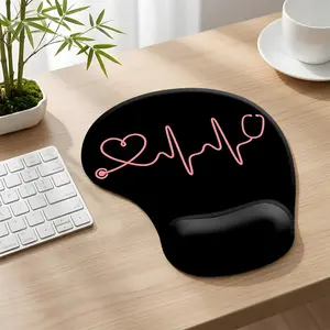 Nurse Heartbeat Mouse Pad with Wrist Support, Non-Slip Ergonomic Mousepad for Laptop, Computer, Office & Gaming, Soft Comfortable Wrist Rest Pad, Medical Themed Desk Accessories for Nurses