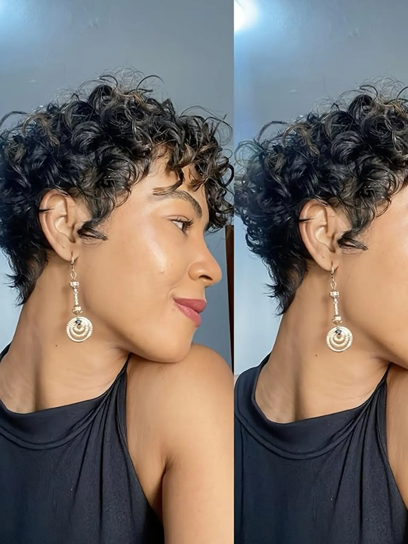 Short Curly Pixie Cut Wigs with Bangs, Human Hair Wavy for Women, Non Lace Full Machine Made, Rose Net Cap, Brazilian Virgin Glueless Bob Wig, Glueless Ready To Wear Wig