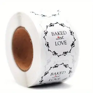 1 roll, baking packaging sealing sticker, cake candy biscuit packaging sealing sticker, biscuit bag baking sealing sticker