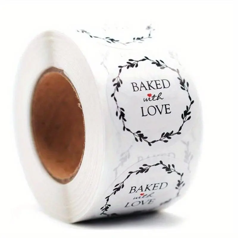 1 roll, baking packaging sealing sticker, cake candy biscuit packaging sealing sticker, biscuit bag baking sealing sticker, Food Labels For Party Buffet