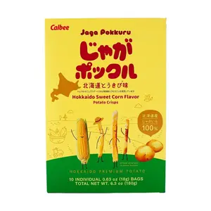CALBEE JAGA POKKURU Japanese Potato Chips Corn Flavor 10 Packs* 0.63oz Limited Edition Hokkaido Snack