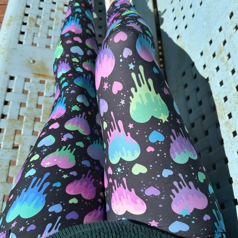 Womens ultra soft leggings with pockets, heart theme leggings, melting hearts leggings