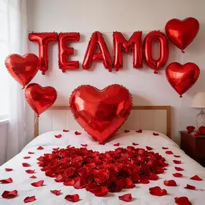 12-Pack Red “TE AMO” Letter Foil Balloon Set | 32 Inch Large Red Heart + 4 x 10 Inch Heart Balloons + Ribbon + Tape | Perfect for Wedding, Valentine‘s Day, Birthday, Anniversary, Party Decor | Romantic Confession Prop | Helium Floatable