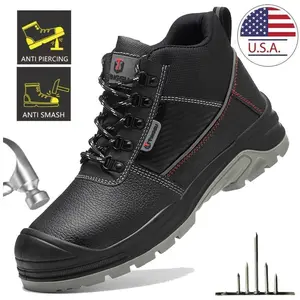 Kankeirr Safety Shoes Men's Waterproof Work Boots Anti-Smash Anti-Puncture Protective Steel Toe Boots Outdoor Sneakers LBXTG25