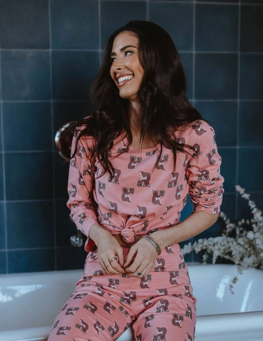 Womans Loose Fit Pink Koala Pajamas